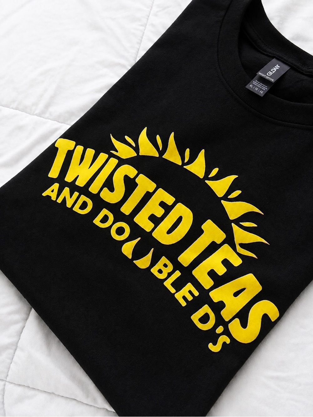 Twisted Teas & Double D's Black Graphic Tee - Yellow Print
